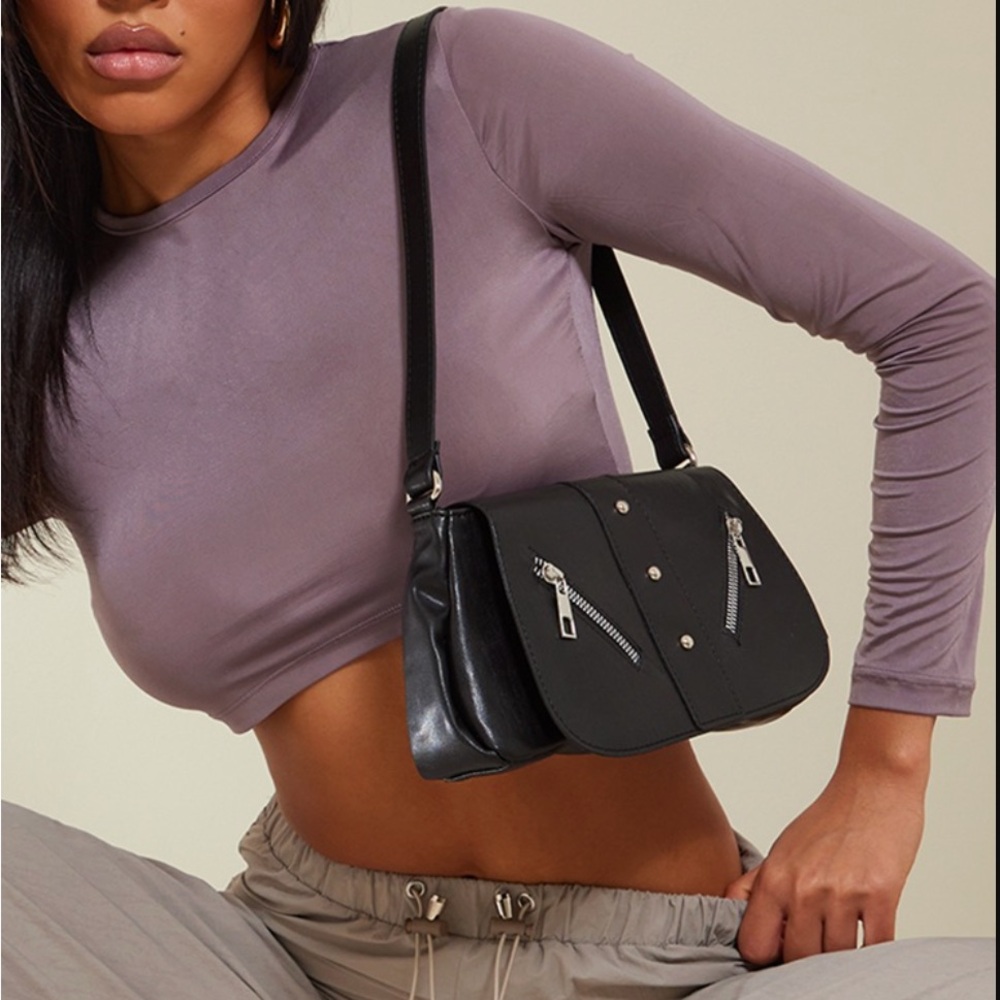 PrettyLittleThing Sleek Black Shoulder Bag